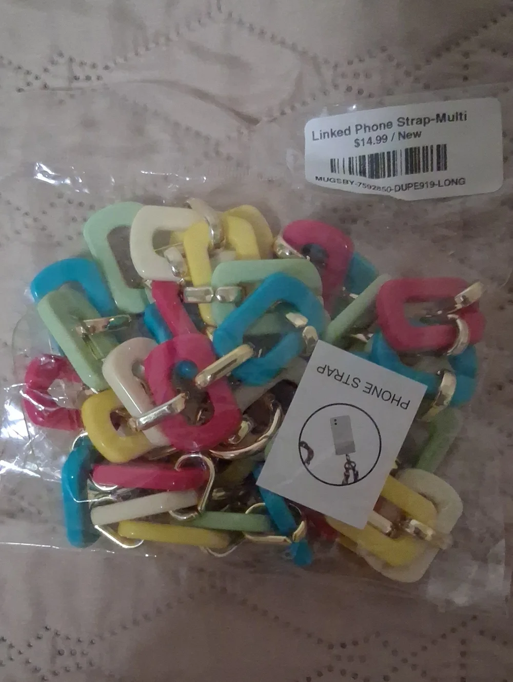 Pastel Multi-Color Linked Phone Strap Chain